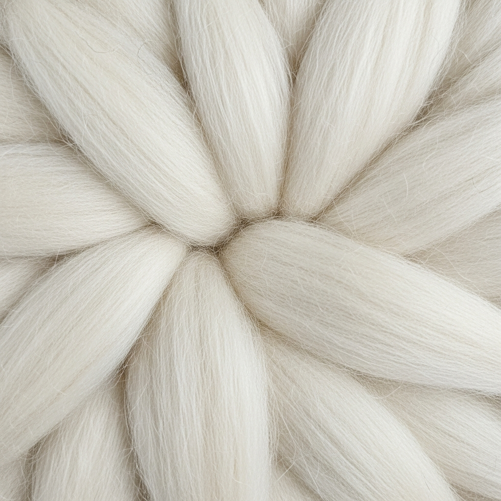 Elegant macro image of white wool fibres